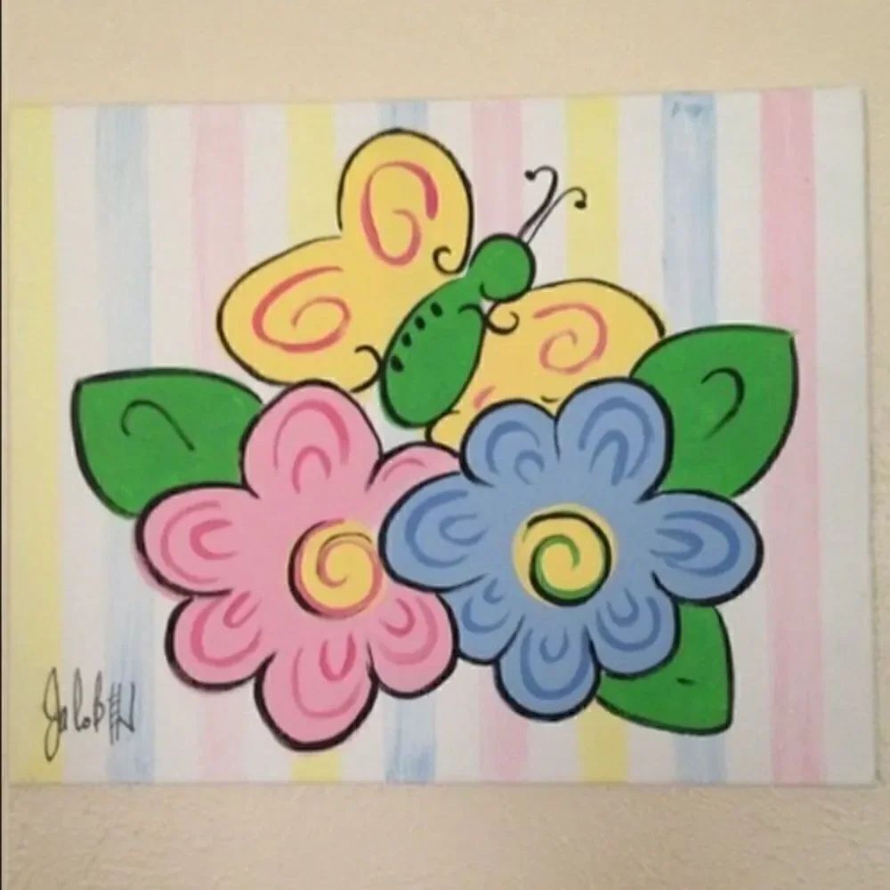 Floral Hand Painted on Canvas Wall Decor